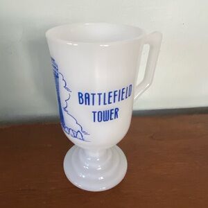 National Gettysburg Battlefield Tower Vintage White milk glass souvenir Mug